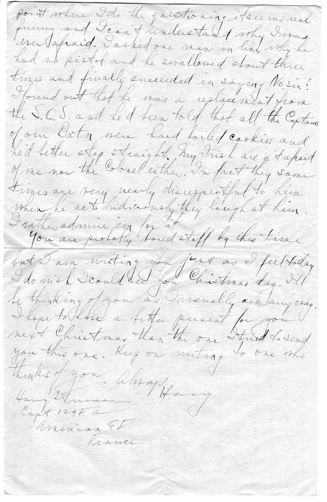 Letter from Harry S. Truman to Bess Wallace