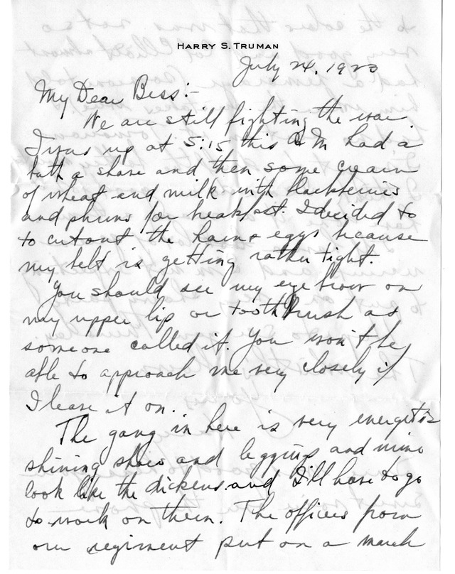 Letter from Harry S. Truman to Bess W. Truman