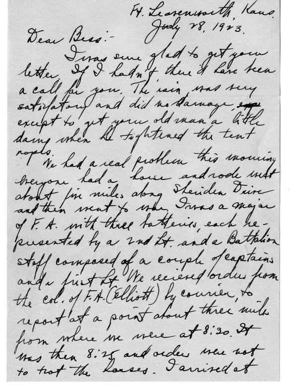 Letter from Harry S. Truman to Bess W. Truman