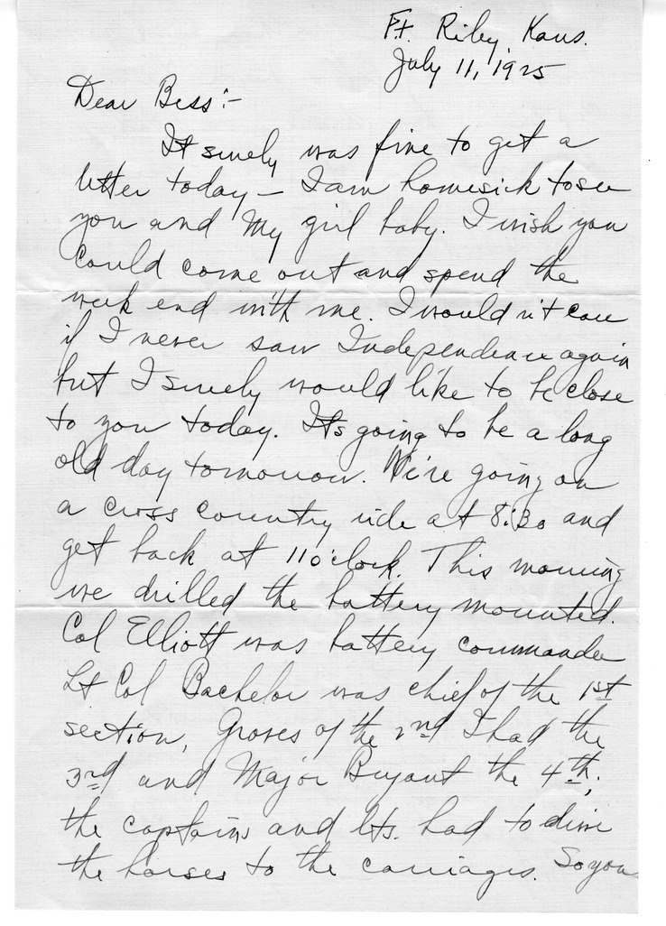 Letter from Harry S. Truman to Bess W. Truman