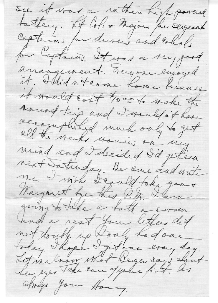 Letter from Harry S. Truman to Bess W. Truman