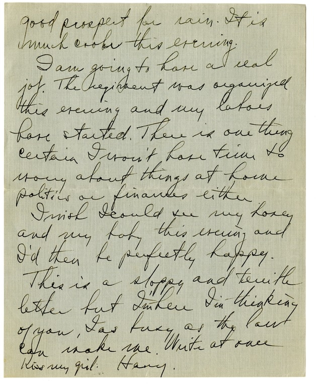 Letter from Harry S. Truman to Bess W. Truman