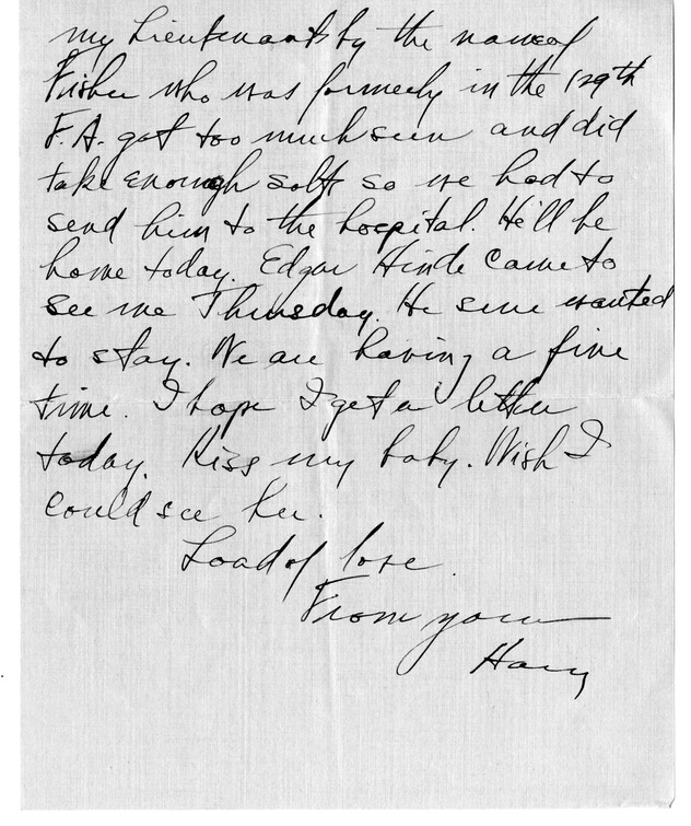 Letter from Harry S. Truman to Bess W. Truman