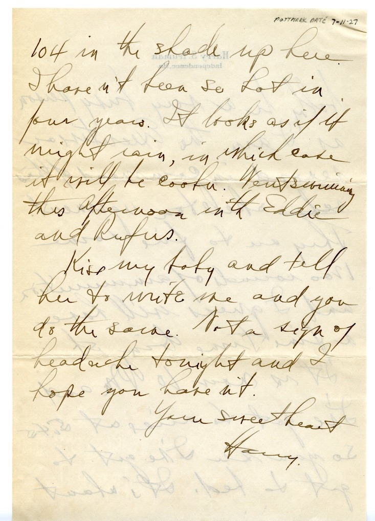 Letter from Harry S. Truman to Bess W. Truman