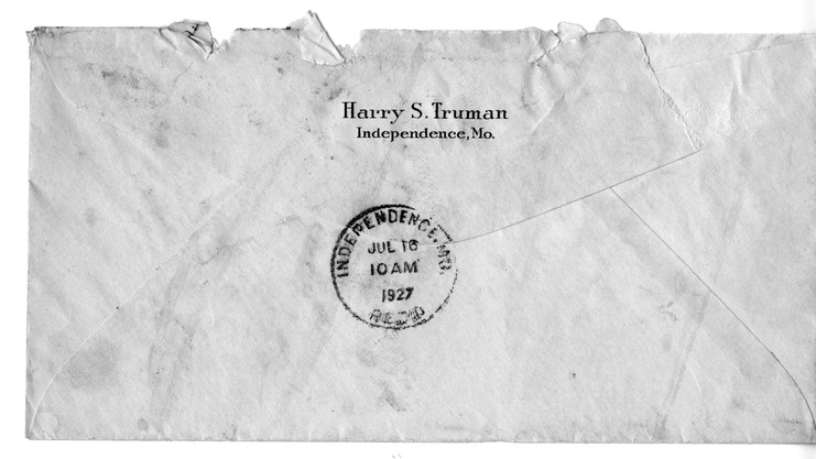 Letter from Harry S. Truman to Bess W. Truman