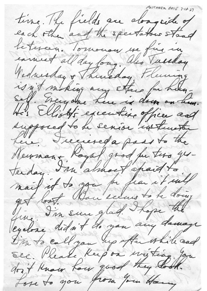 Letter from Harry S. Truman to Bess W. Truman