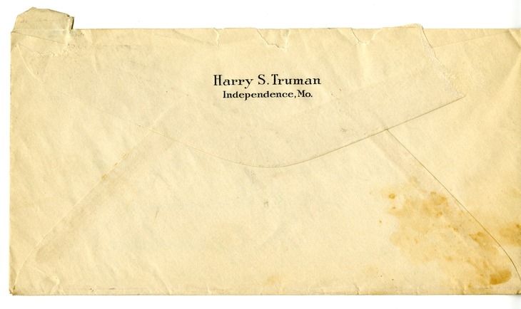 Letter from Harry S. Truman to Bess W. Truman