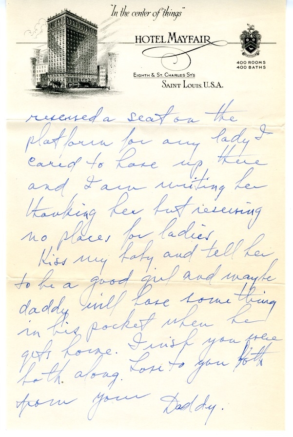 Letter from Harry S. Truman to Bess W. Truman