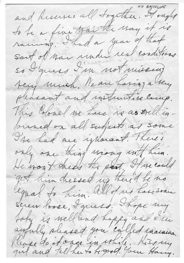 Letter from Harry S. Truman to Bess W. Truman