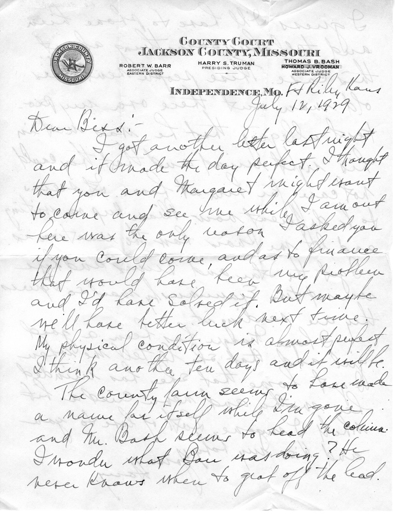 Letter from Harry S. Truman to Bess W. Truman