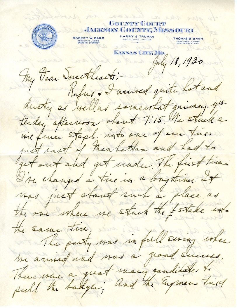 Letter from Harry S. Truman to Bess W. Truman