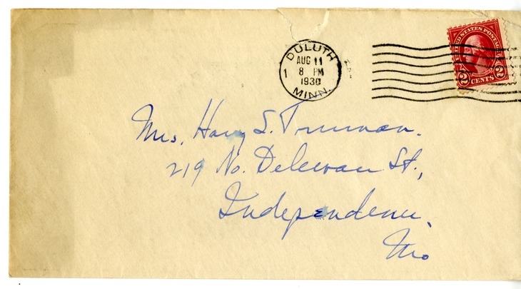 Letter from Harry S. Truman to Bess W. Truman