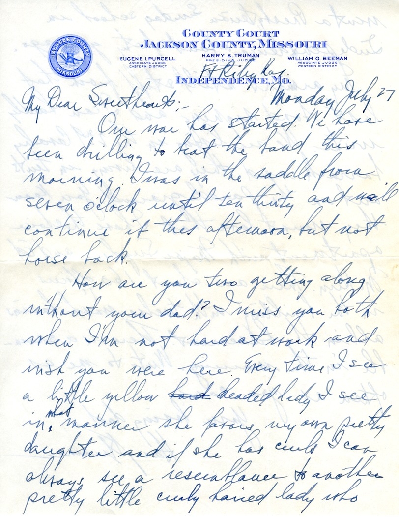 Letter from Harry S. Truman to Bess W. Truman