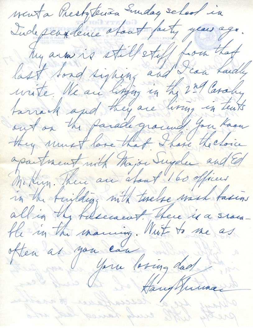 Letter from Harry S. Truman to Bess W. Truman