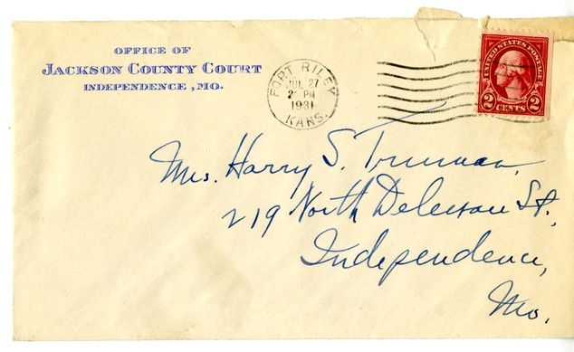 Letter from Harry S. Truman to Bess W. Truman