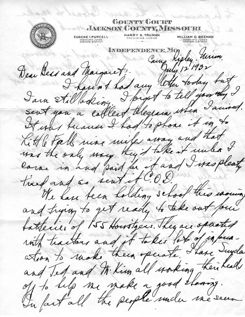 Letter from Harry S. Truman to Bess W. Truman