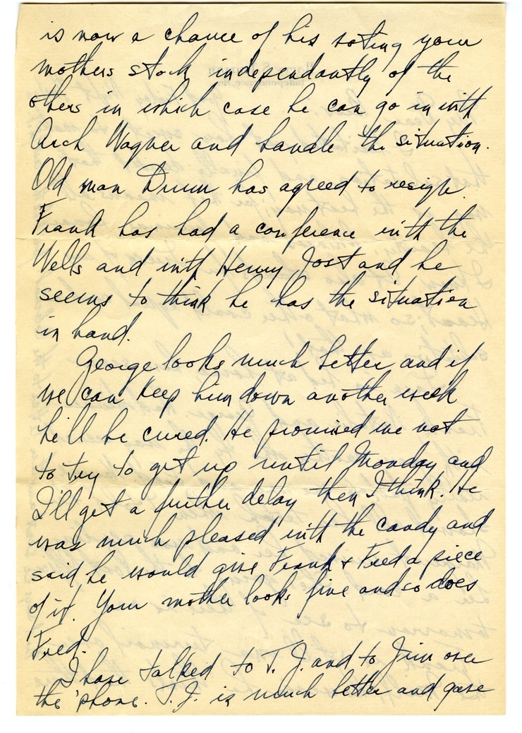 Letter from Harry S. Truman to Bess W. Truman