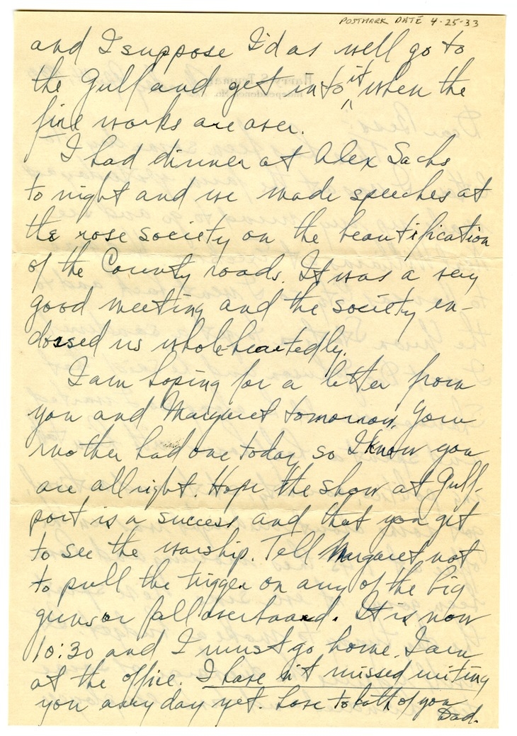 Letter from Harry S. Truman to Bess W. Truman