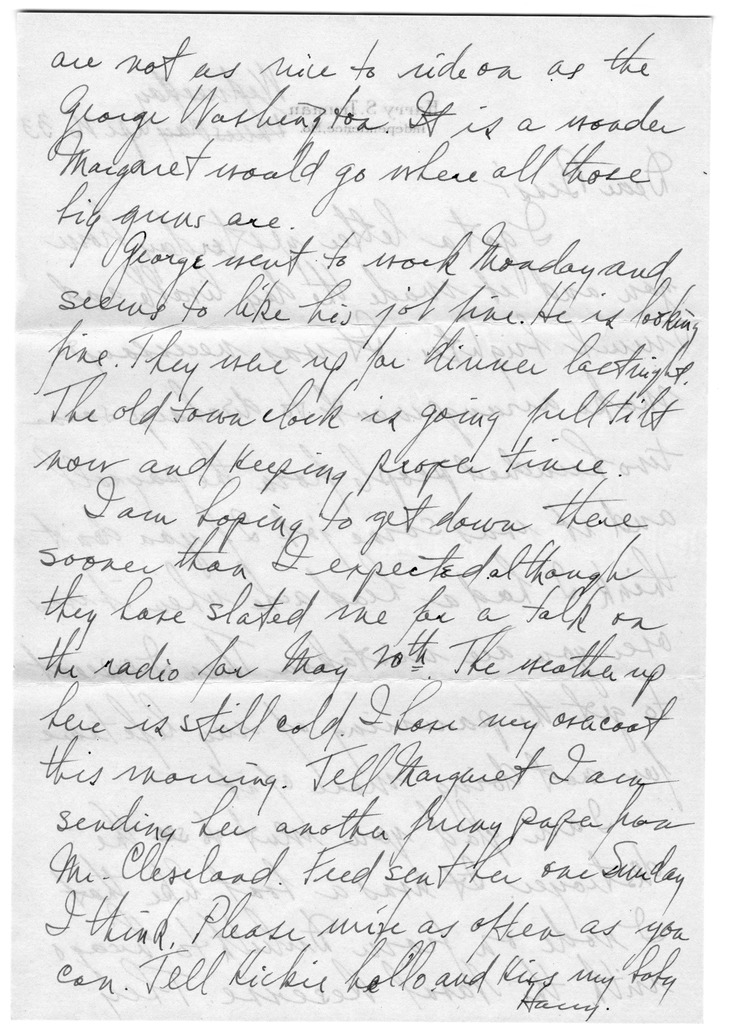 Letter from Harry S. Truman to Bess W. Truman