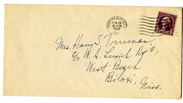 Letter from Harry S. Truman to Bess W. Truman