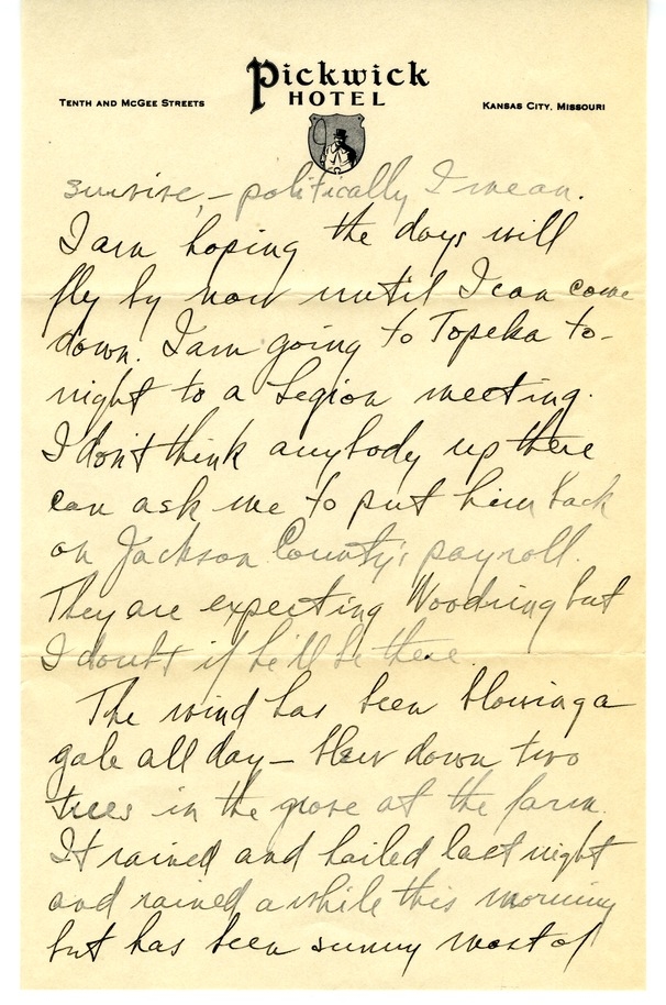 Letter from Harry S. Truman to Bess W. Truman