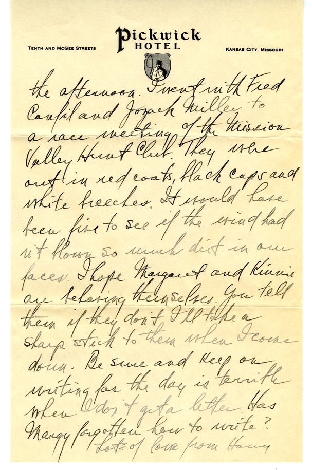 Letter from Harry S. Truman to Bess W. Truman