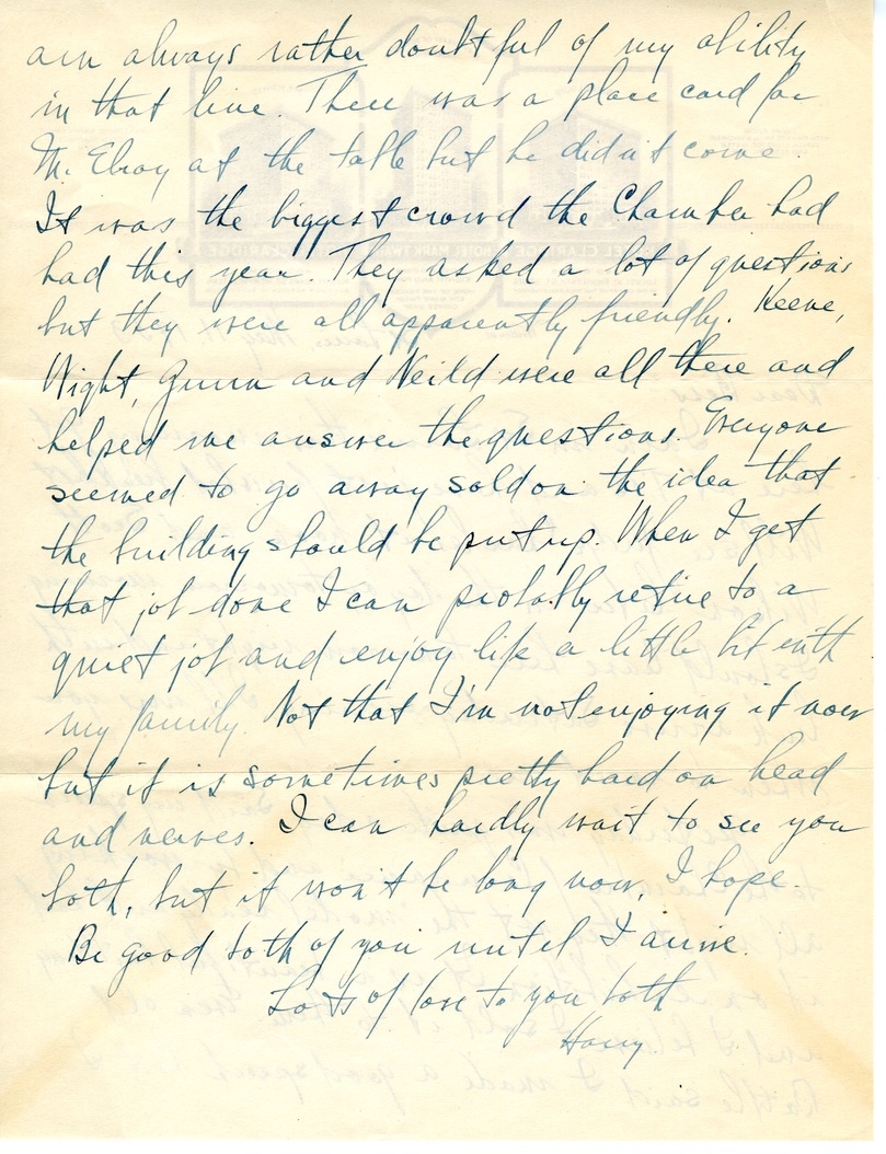 Letter from Harry S. Truman to Bess W. Truman