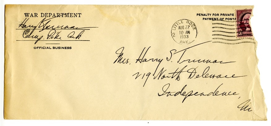 Letter from Harry S. Truman to Bess W. Truman