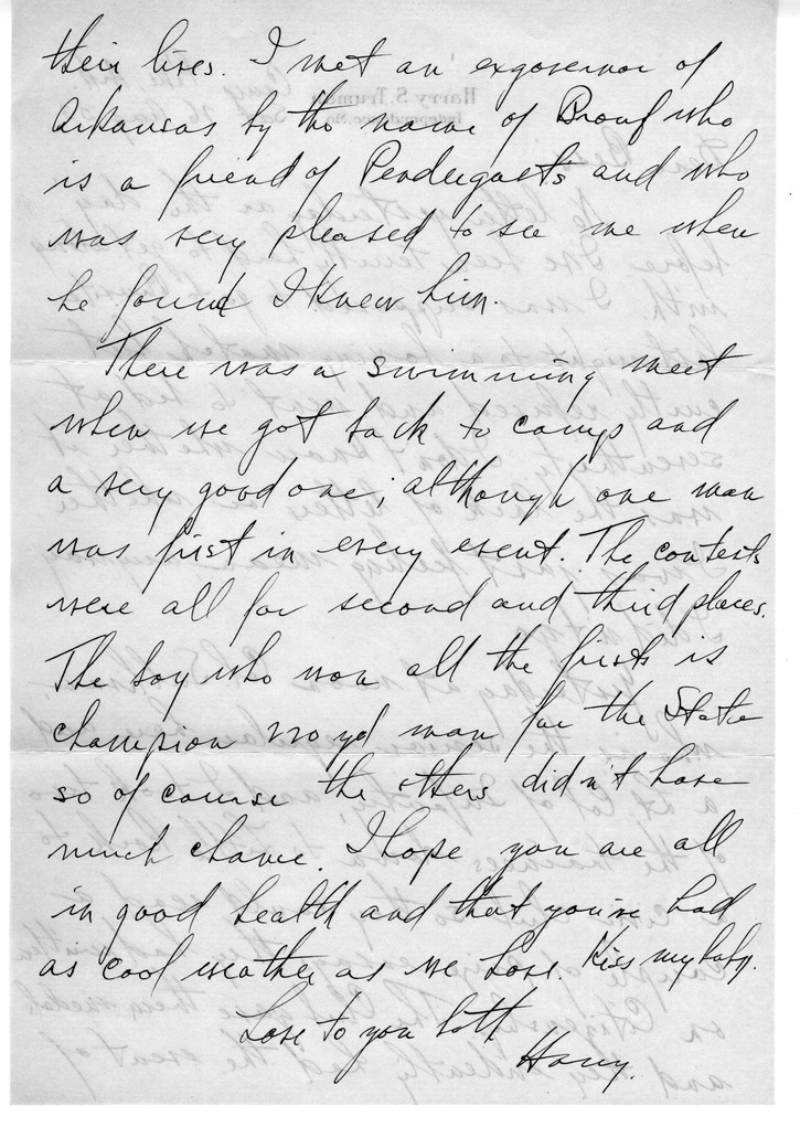 Letter from Harry S. Truman to Bess W. Truman