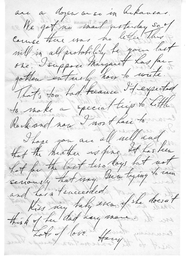 Letter from Harry S. Truman to Bess W. Truman