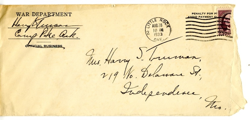 Letter from Harry S. Truman to Bess W. Truman