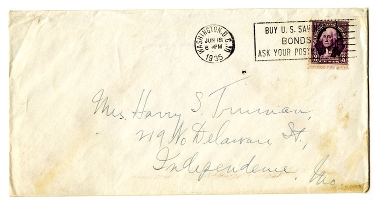 Letter from Harry S. Truman to Bess W. Truman