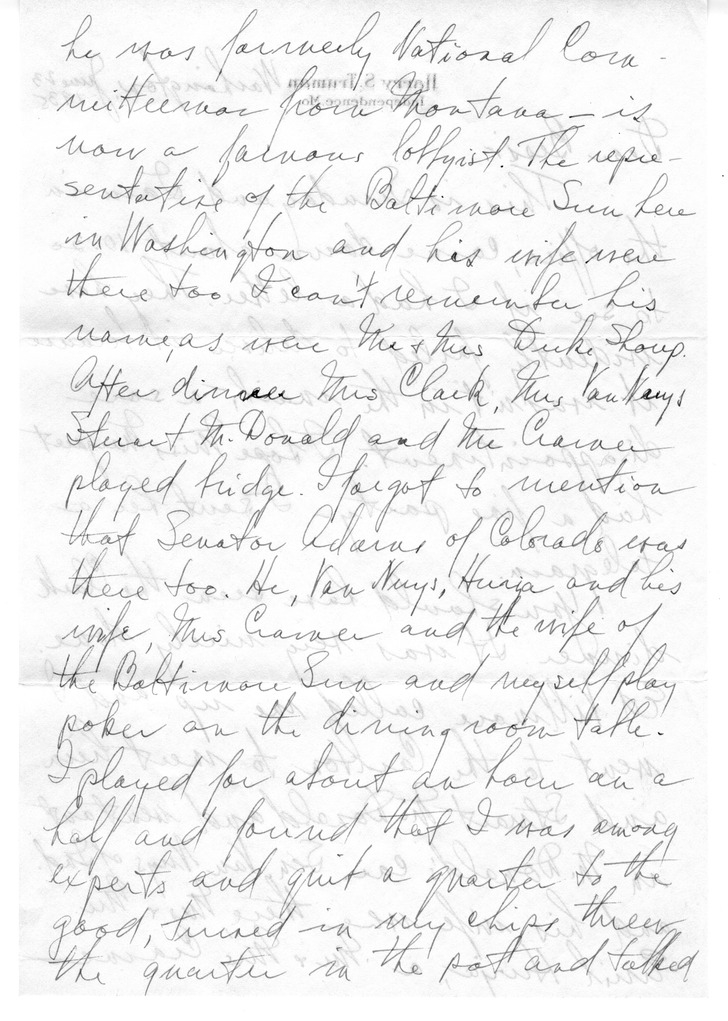 Letter from Harry S. Truman to Bess W. Truman