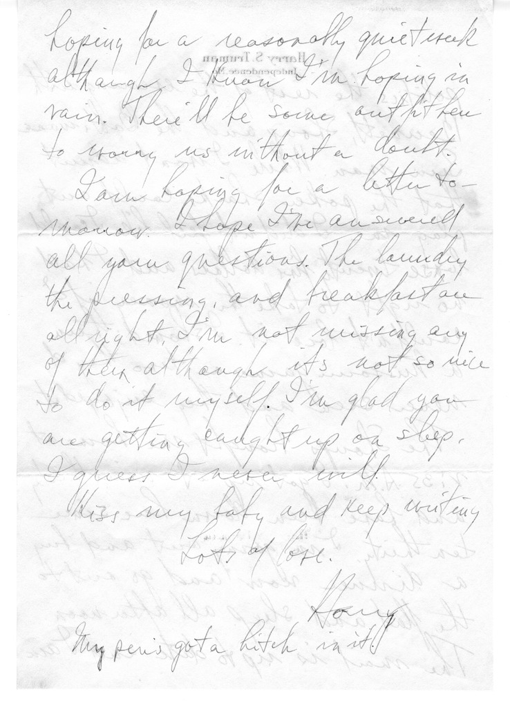 Letter from Harry S. Truman to Bess W. Truman