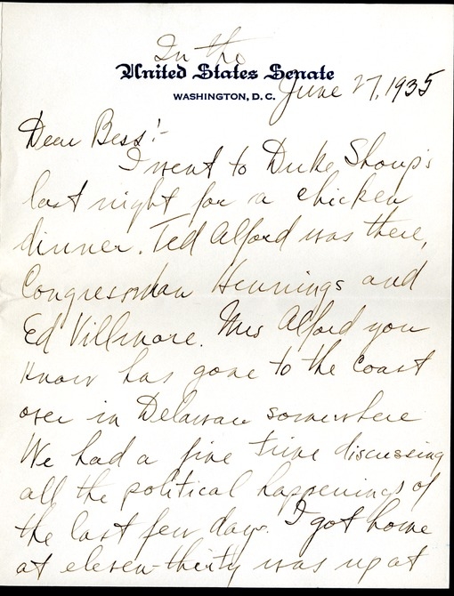 Letter from Harry S. Truman to Bess W. Truman