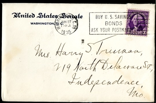 Letter from Harry S. Truman to Bess W. Truman