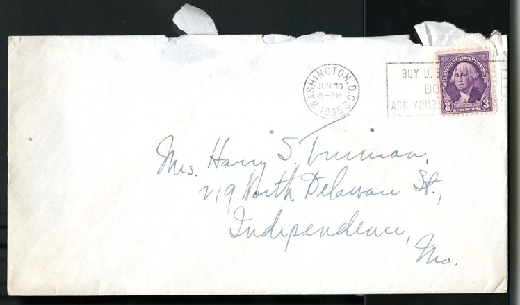 Letter from Harry S. Truman to Bess W. Truman