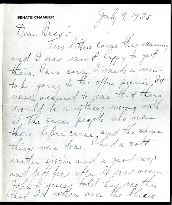 Letter from Harry S. Truman to Bess W. Truman