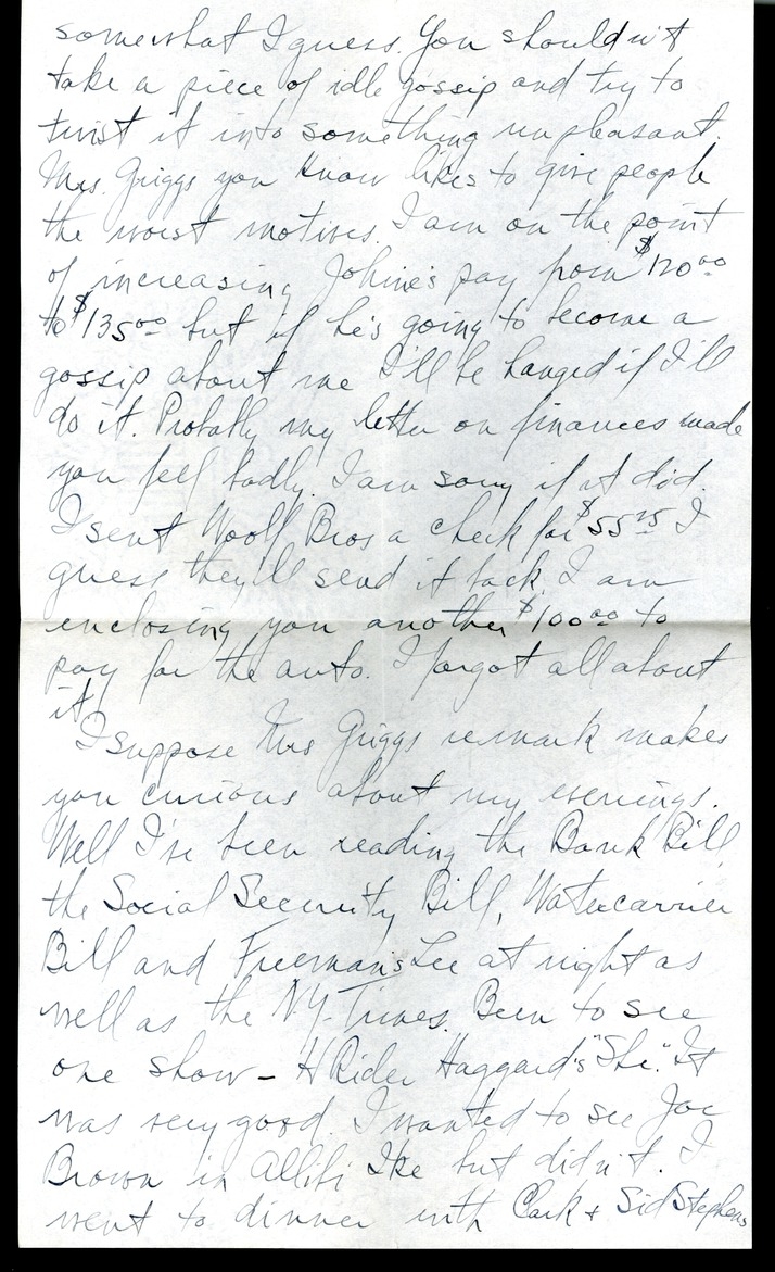 Letter from Harry S. Truman to Bess W. Truman