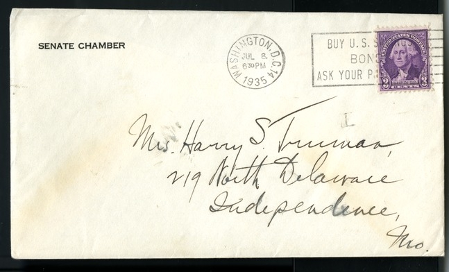 Letter from Harry S. Truman to Bess W. Truman