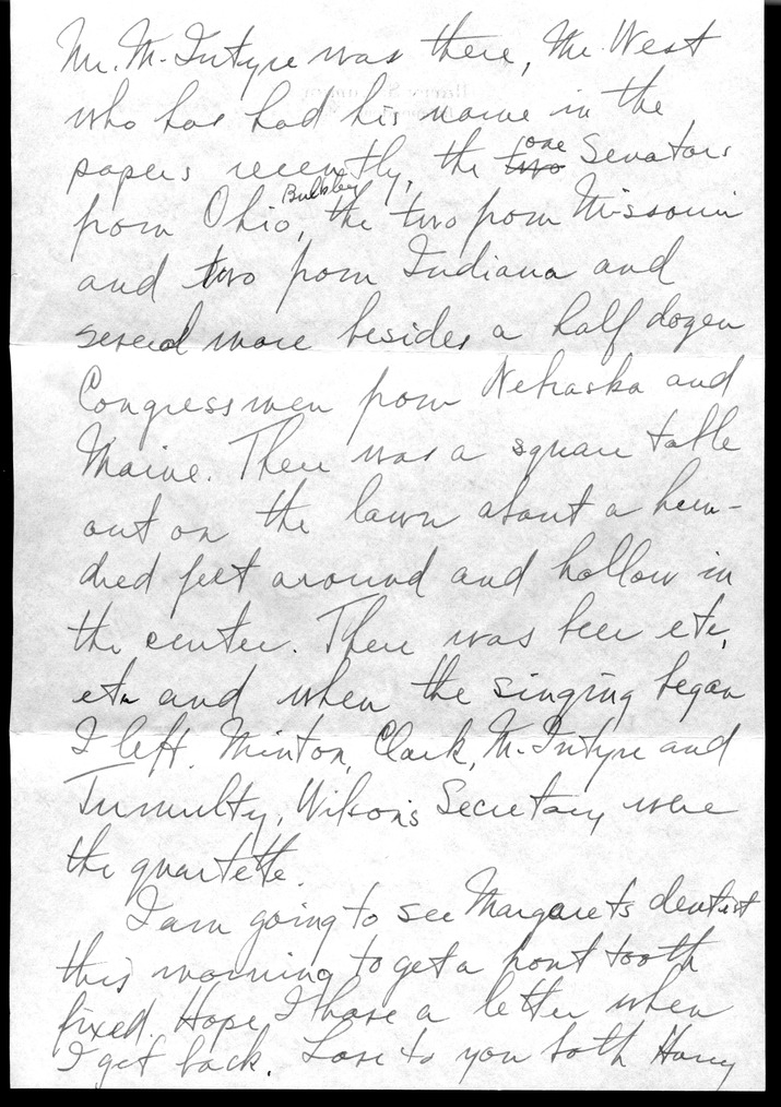 Letter from Harry S. Truman to Bess W. Truman