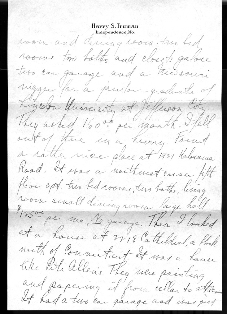 Letter from Harry S. Truman to Bess W. Truman