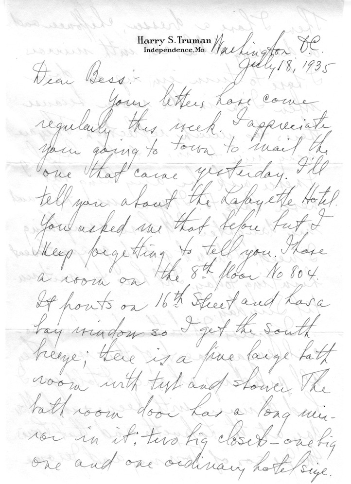 Letter from Harry S. Truman to Bess W. Truman