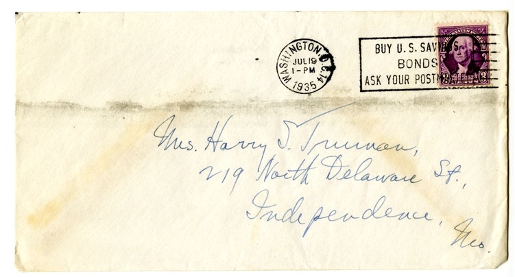 Letter from Harry S. Truman to Bess W. Truman