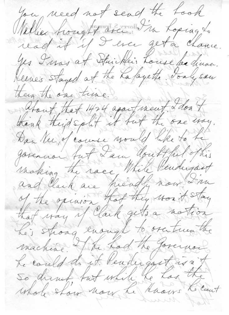 Letter from Harry S. Truman to Bess W. Truman