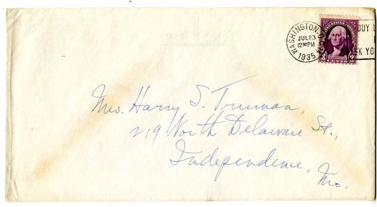 Letter from Harry S. Truman to Bess W. Truman