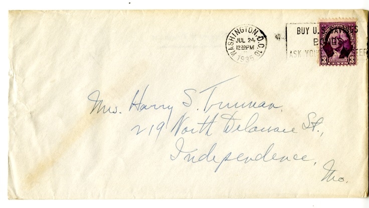 Letter from Harry S. Truman to Bess W. Truman