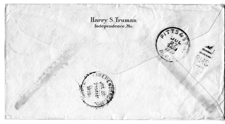 Letter from Harry S. Truman to Bess W. Truman