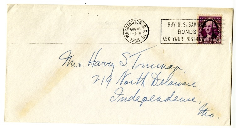 Letter from Harry S. Truman to Bess W. Truman