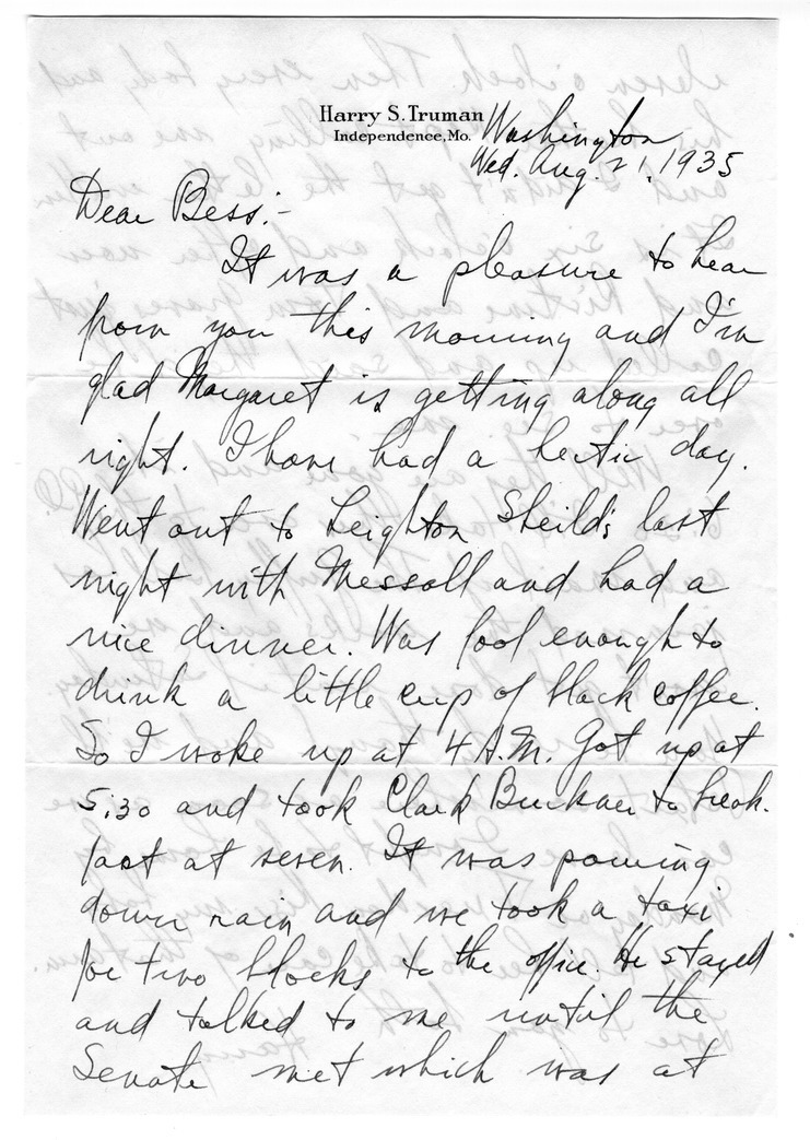 Letter from Harry S. Truman to Bess W. Truman